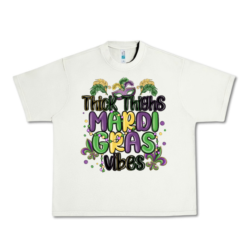 Thick Thighs Mardi Gras Vibes Urban Heavy Tee by MaliasSmallBusiness | Teevron