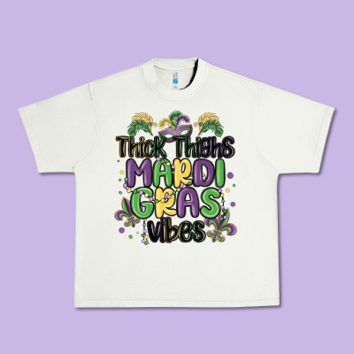 Thick Thighs Mardi Gras Vibes Urban Heavy Tee Designed By Maliassmallbusiness