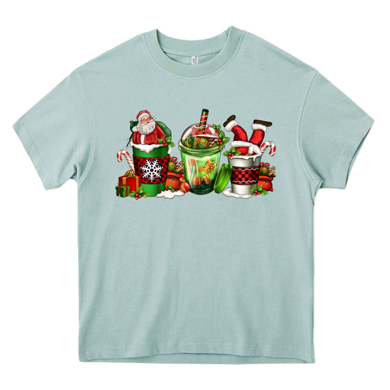 Coffee Cups With Santa Claus Heavy Core Tee by FaDigitalArtStudio | Teevron