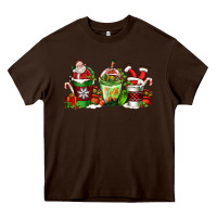 Chocolate Brown coffee cups with santa claus Heavy Core Tee - FaDigitalArtStudio