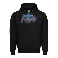 Black Bison Silhouette Blue Aztec Zipper Hoodie - Bettercallsaul