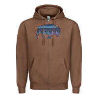 Chestnut Bison Silhouette Blue Aztec Zipper Hoodie - Bettercallsaul