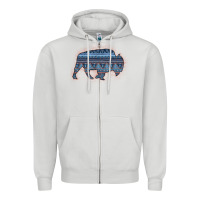 Dove Grey Bison Silhouette Blue Aztec Zipper Hoodie - Bettercallsaul