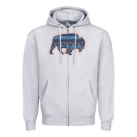 Heather Grey Bison Silhouette Blue Aztec Zipper Hoodie - Bettercallsaul
