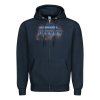 Navy Bison Silhouette Blue Aztec Zipper Hoodie - Bettercallsaul