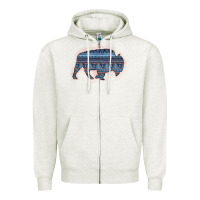 Oatmeal Heather Bison Silhouette Blue Aztec Zipper Hoodie - Bettercallsaul
