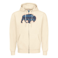Sandshell Bison Silhouette Blue Aztec Zipper Hoodie - Bettercallsaul