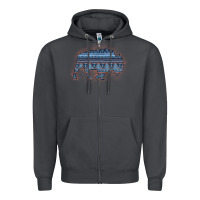 Smoke Bison Silhouette Blue Aztec Zipper Hoodie - Bettercallsaul