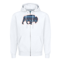 White Bison Silhouette Blue Aztec Zipper Hoodie - Bettercallsaul