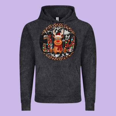 Joy Reindeer Christmas Ornament Vintage Hoodie Designed By Jasminsmagicworld