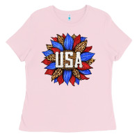 Bubblegum Pink american sunflower Ladies Tee - HRA Design Shop