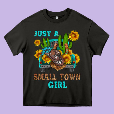 Just A Small Town Girl Heavy Core Tee Designed By Hra Design Shop