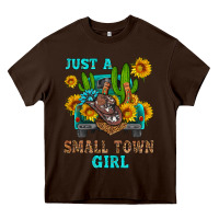 Chocolate Brown just a small town girl Heavy Core Tee - HRA Design Shop