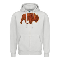 Dove Grey Bison Silhouette Red Skull Zipper Hoodie - Bettercallsaul