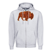 Bison Silhouette Red Skull Zipper Hoodie | Teevron