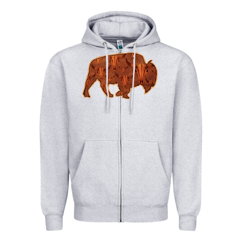 Bison Silhouette Red Skull Zipper Hoodie by Bettercallsaul | Teevron