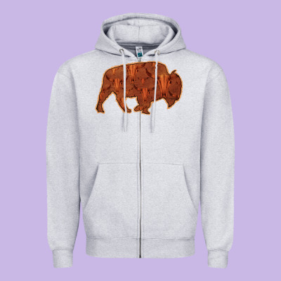 Bison Silhouette Red Skull Zipper Hoodie Designed By Bettercallsaul