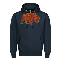Navy Bison Silhouette Red Skull Zipper Hoodie - Bettercallsaul