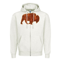 Oatmeal Heather Bison Silhouette Red Skull Zipper Hoodie - Bettercallsaul