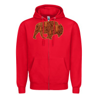 Red Bison Silhouette Red Skull Zipper Hoodie - Bettercallsaul