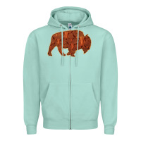 Seafoam Bison Silhouette Red Skull Zipper Hoodie - Bettercallsaul