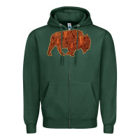 Sports Green Bison Silhouette Red Skull Zipper Hoodie - Bettercallsaul