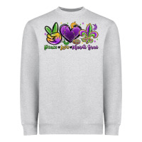 Heather Grey peace love mardi gras Heavyweight Sweatshirt - MaliasSmallBusiness