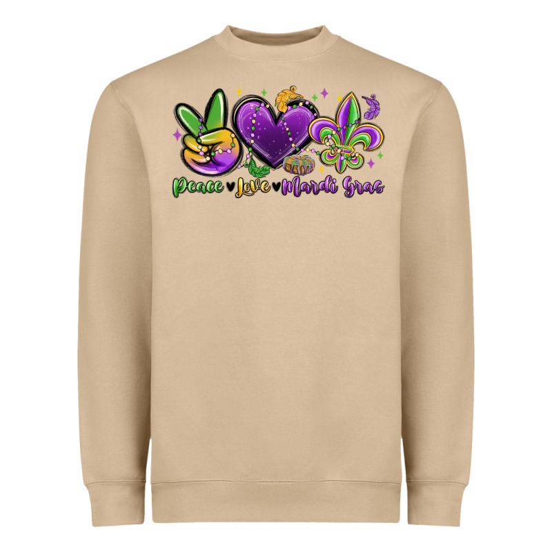 Peace Love Mardi Gras Heavyweight Sweatshirt by MaliasSmallBusiness | Teevron