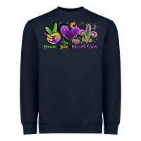 Navy peace love mardi gras Heavyweight Sweatshirt - MaliasSmallBusiness