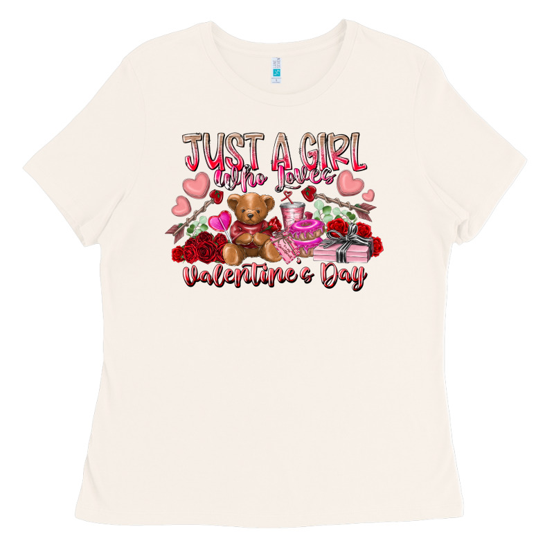 Just  Girl Who Loves Valentines Day Ladies Tee by RacoonDesign | Teevron