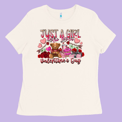 Just  Girl Who Loves Valentines Day Ladies Tee Designed By Racoondesign