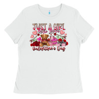 White just  girl who loves valentines day Ladies Tee - RacoonDesign