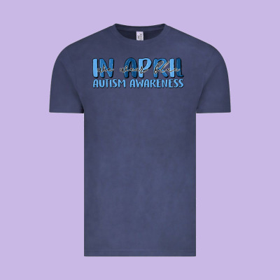 In April We Wear Blue Autism Awareness Vintage Tee Designed By Maliassmallbusiness