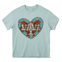 Arona mama heart cowhide Heavy Core Tee - CowhideDigitalArt