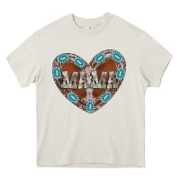 Cream mama heart cowhide Heavy Core Tee - CowhideDigitalArt