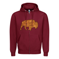 Burgundy Western Vintage Bison Silhouette Zipper Hoodie - Bettercallsaul