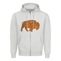 Dove Grey Western Vintage Bison Silhouette Zipper Hoodie - Bettercallsaul