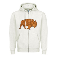 Oatmeal Heather Western Vintage Bison Silhouette Zipper Hoodie - Bettercallsaul