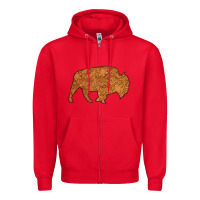 Red Western Vintage Bison Silhouette Zipper Hoodie - Bettercallsaul