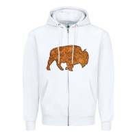 Western Vintage Bison Silhouette Zipper Hoodie | Teevron