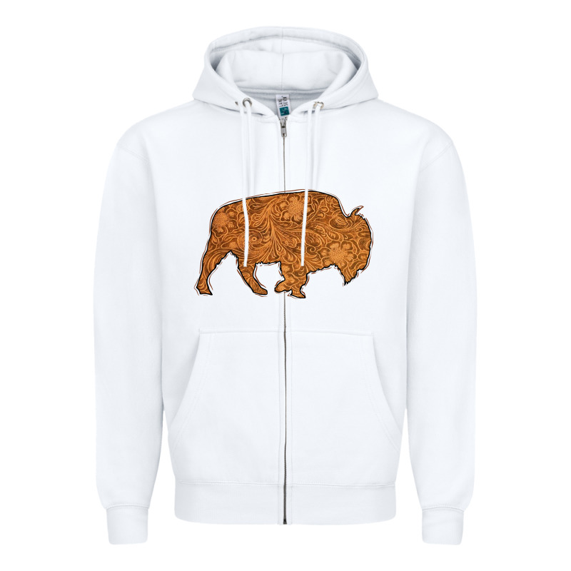 Western Vintage Bison Silhouette Zipper Hoodie by Bettercallsaul | Teevron