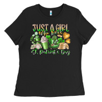 Black Just a Girl who Loves Saint Patrick's Day Ladies Tee - RacoonDesign