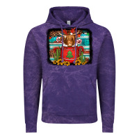 Cloud Purple hot coco christmas highland cow with background Vintage Hoodie - Jasminsmagicworld