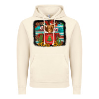 Vintage Artic hot coco christmas highland cow with background Vintage Hoodie - Jasminsmagicworld
