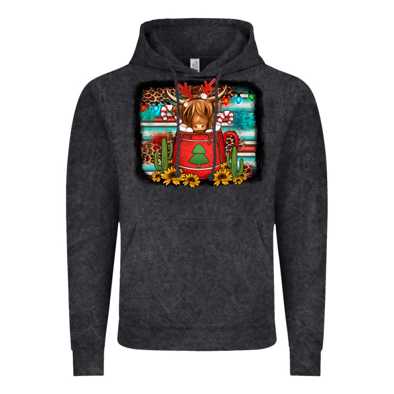 Hot Coco Christmas Highland Cow With Background Vintage Hoodie by Jasminsmagicworld | Teevron