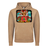 Vintage Coffee hot coco christmas highland cow with background Vintage Hoodie - Jasminsmagicworld