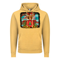 Vintage Mustard hot coco christmas highland cow with background Vintage Hoodie - Jasminsmagicworld