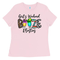 Bubblegum Pink girl's weekend booze & besties Ladies Tee - CowhideDigitalArt