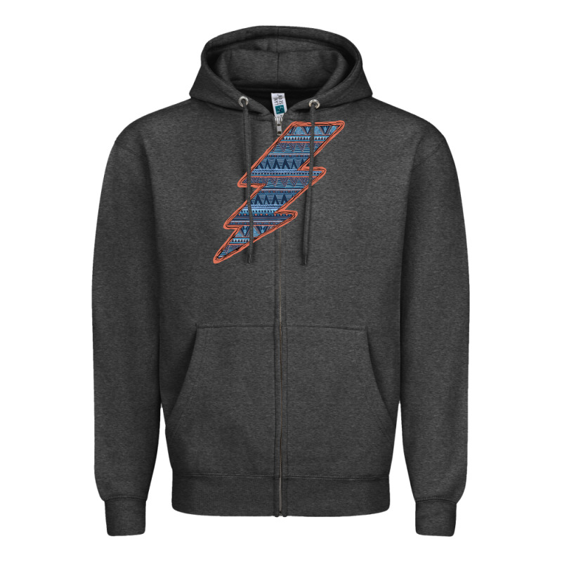 Western Orange Border Aztec Lightning Zipper Hoodie by Bettercallsaul | Teevron