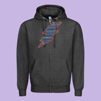 Western Orange Border Aztec Lightning Zipper Hoodie Designed By Bettercallsaul